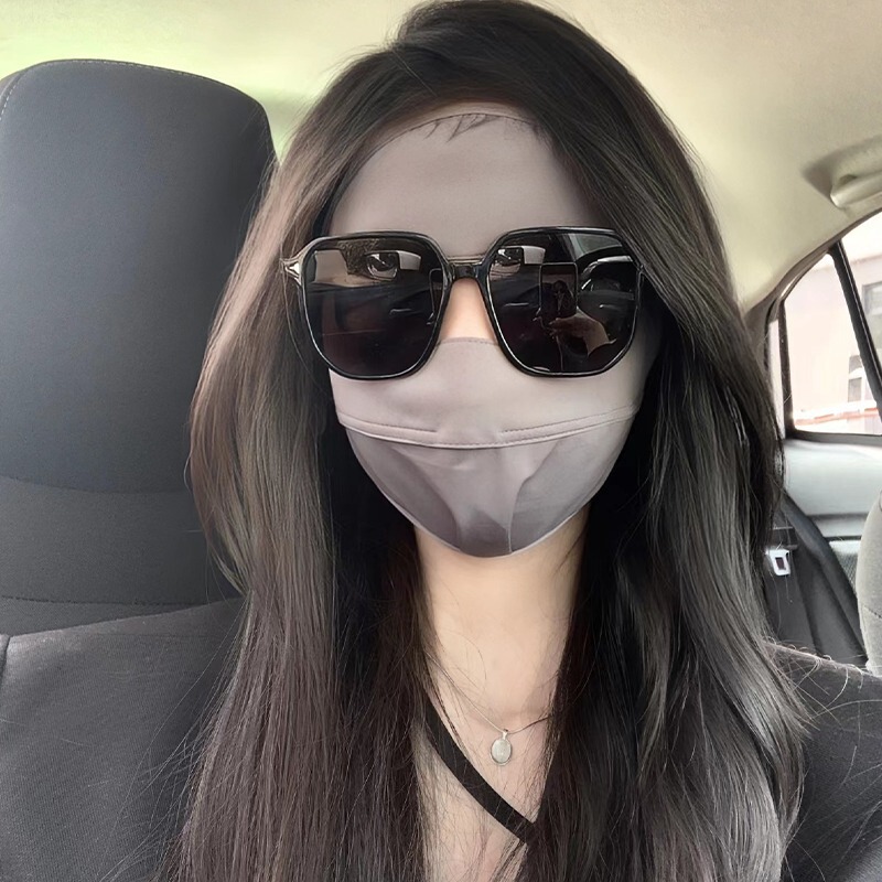 Sunscreen Mask Ice Silk Mask Breathable Sunshade Face UV Protection Full Face Gini Summer Riding Face Mask Driving
