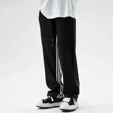 炸街春秋季休闲新款三杠直筒显瘦男女学生设计感篮球运动卫裤