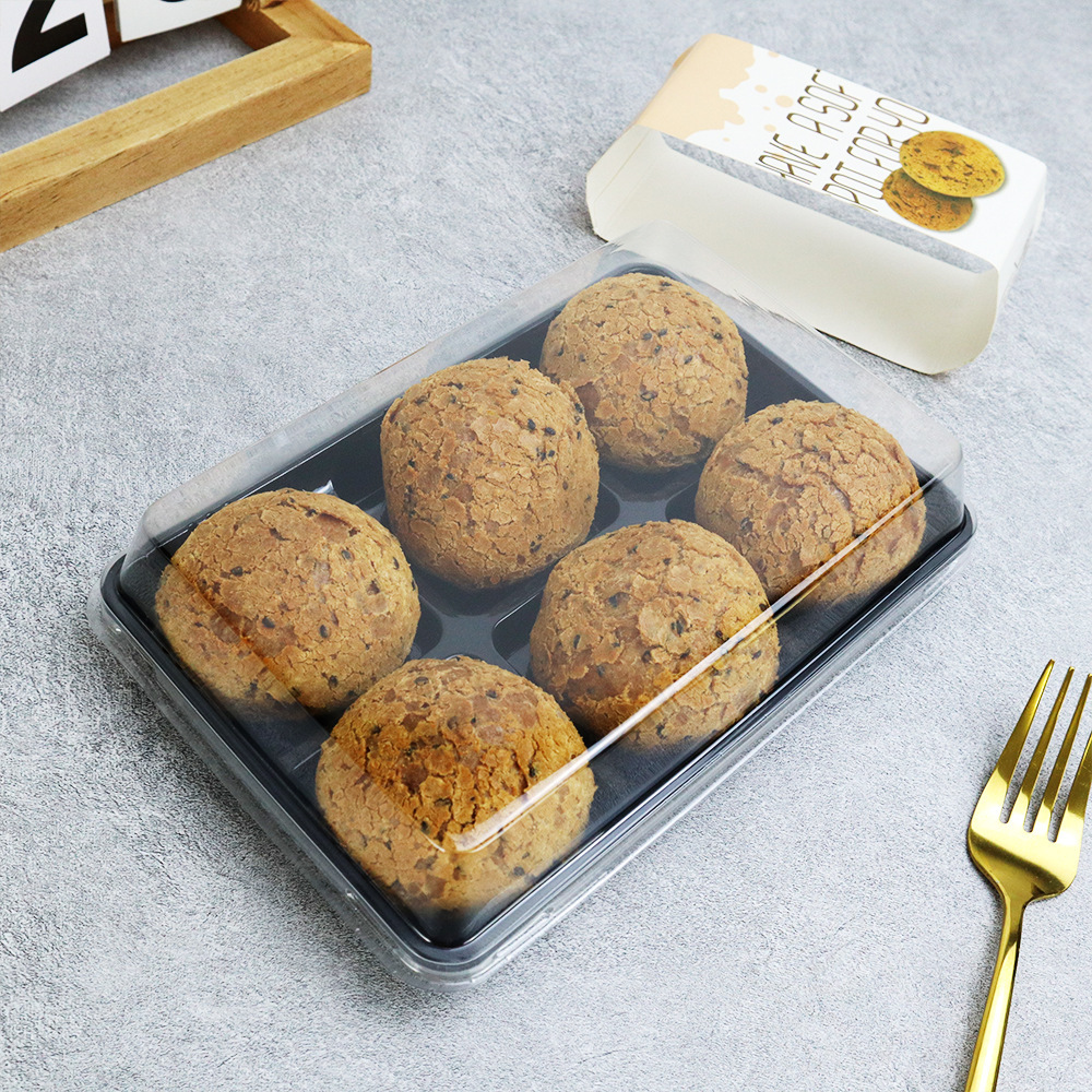 麻薯青团包装盒4粒6粒蛋黄酥透明吸塑盒雪媚娘糕点甜品贴纸打包盒