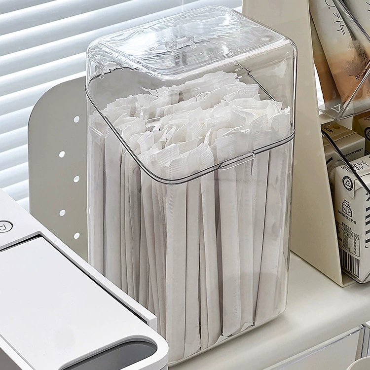 Контейнер для хранения одноразовых соломинок и ложек с крышкой, пылезащитный капсульный контейнер для кофе, молока, чая, бара, большой вместимости