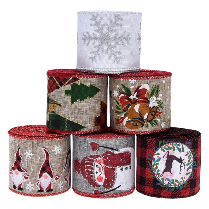 Europa y América Amazon nueva Navidad cinta cáñamo rollo guirnalda material decorativo copo de nieve ELK viejo traje en stock