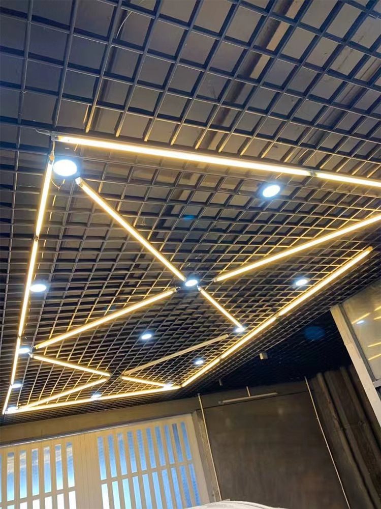 铁铝格栅吊顶集成装饰材料天护板自装黑白网格方格子葡萄架铝方通