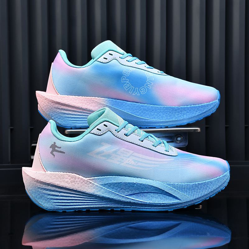 National Tide realmente explosiva suela suave amortiguación rebote carreras zapatos para correr hombres y mujeres de todo fósforo suela gruesa antideslizante pareja zapatos deportivos de tablero de carbono