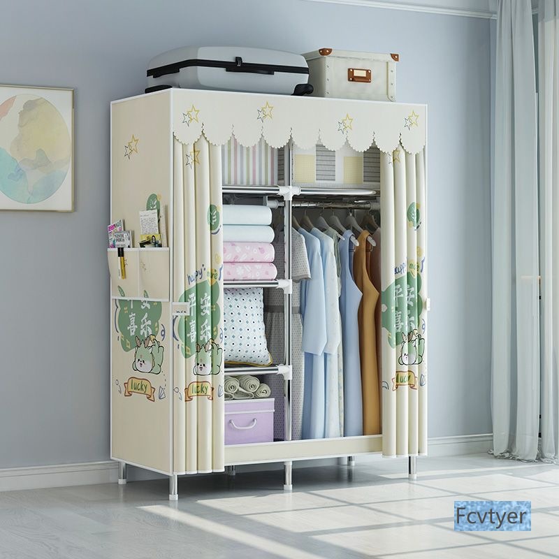 Long Yuebang Storage Cabinet Simple Cloth Wardrobe Wardrobe Home Dormitory Thickened Bedroom Rental House Steel Pipe
