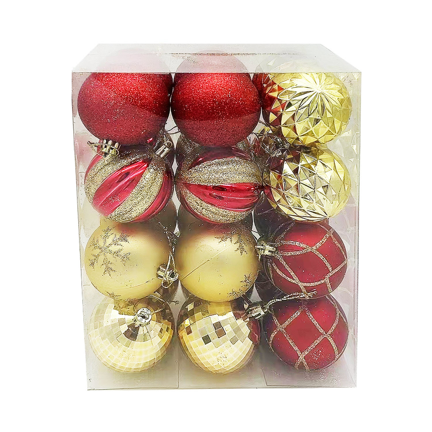 Navidad transfronteriza spot 6cm24 bolas de Navidad de plástico pintadas de oro rojo árbol de Navidad atmósfera festiva del centro comercial