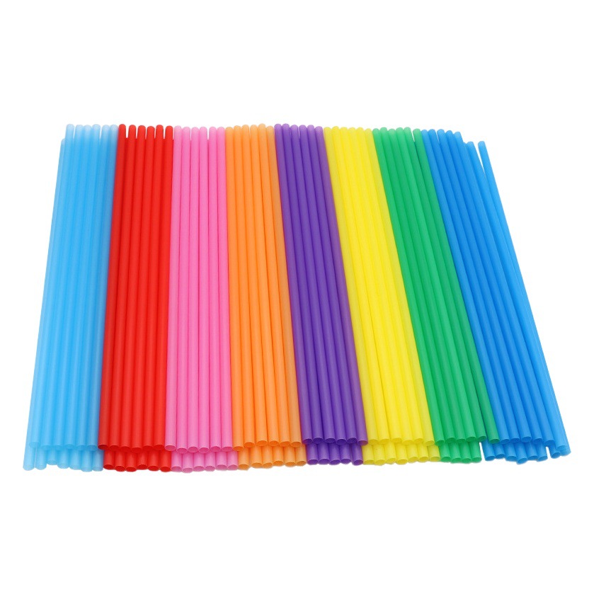 Color al por mayor desechable plástico paja tubo recto plano 6*190MMPP Niños DIY Tubo de empalme manual