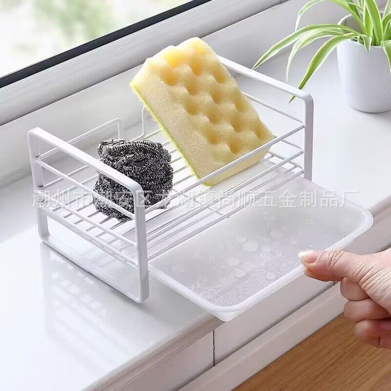 Cross-border wrought iron kitchen sponge drain rack sink cleaning rag storage rack countertop steel ball soap rack Cross-border wrought iron kitchen sponge drain rack sink cleaning rag storage rack countertop steel ball soap rack