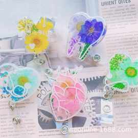 干花滴胶易拉扣伸缩易拉得鳄鱼夹医护胸牌徽章卡通异形拉线器