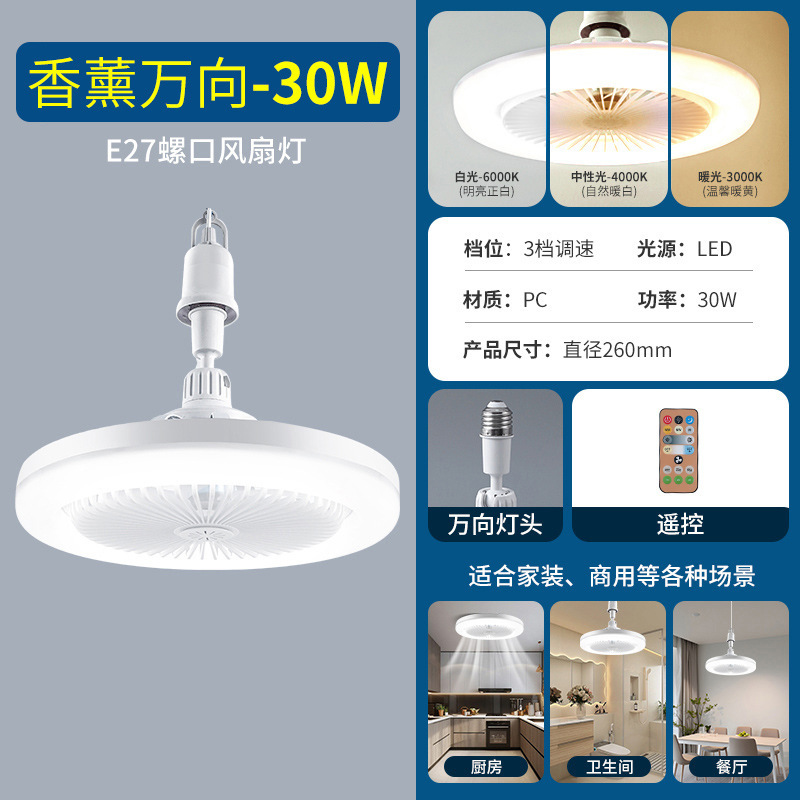 风扇灯餐厅带电扇一体e27螺口厨房led小型吊扇灯泡节能家用卧室灯|undefined
