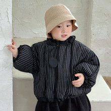 复古童装外套森系时尚帅气条纹长袖儿童百搭炸街保暖衬衫棉衣外套