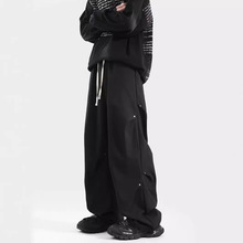 铆钉美式裤子男款夏季高街潮牌冲锋裤设计感宽松直筒裤vibe长裤子