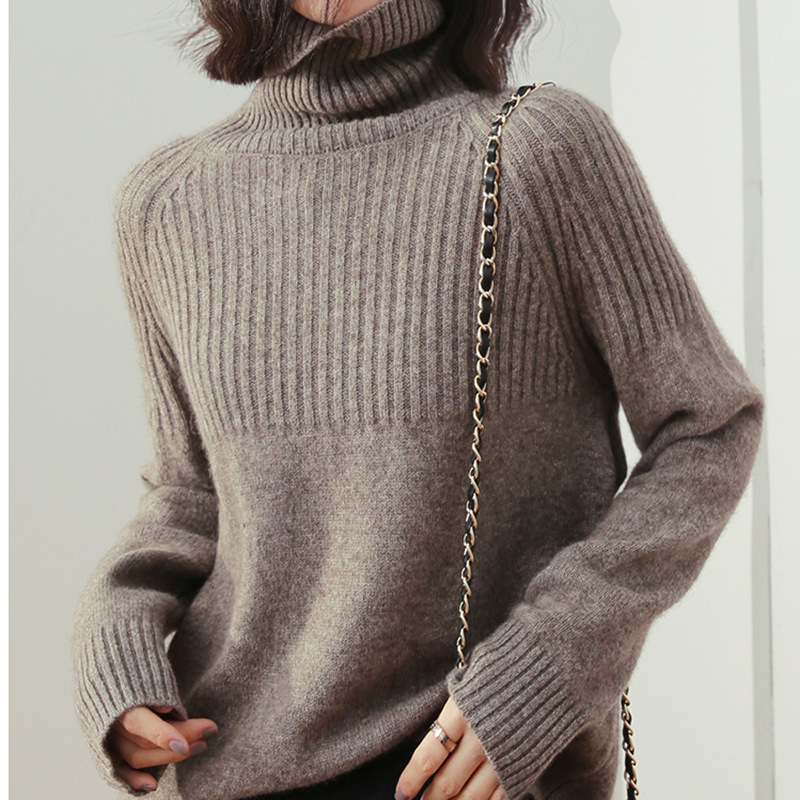 Lazy Style Turtleneck Pure Color Knitwear Women's Tops 2025 Autumn and Winter Korean New Style Inner Layering Pullover Knitwear Women