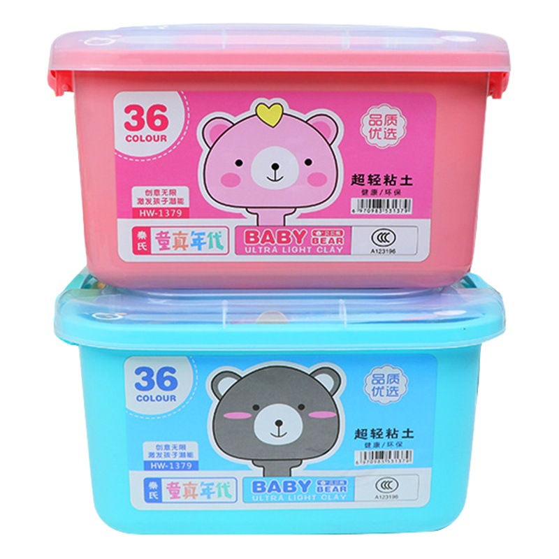 Ultra-ligero fábrica de arcilla barril Cubo de almacenamiento de arcilla traje de bricolaje hecho a mano de modelado de plástico plastilina arcilla de color al por mayor