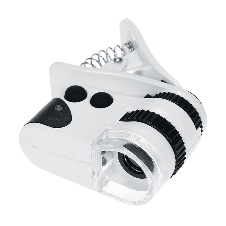 USB充电电池款45倍带LED灯手机夹子显微镜鉴定验钞高倍高清放大镜