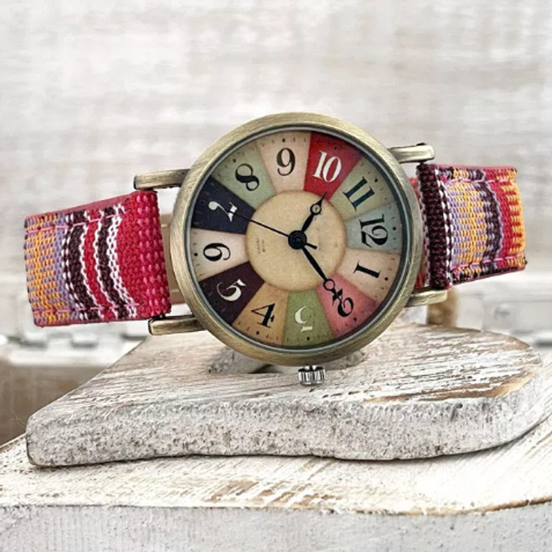 Elegant Bronze Canvas Strap Watch Style 3