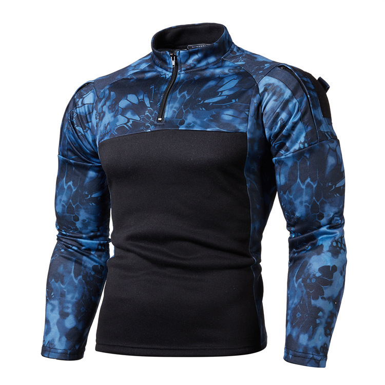 Outdoor Fitness Camouflage Jogging Sweatshirt Men's Long-Sleeved Sweatshirt Military Field Camouflage Casual Stand-Up Collar Sweatshirt