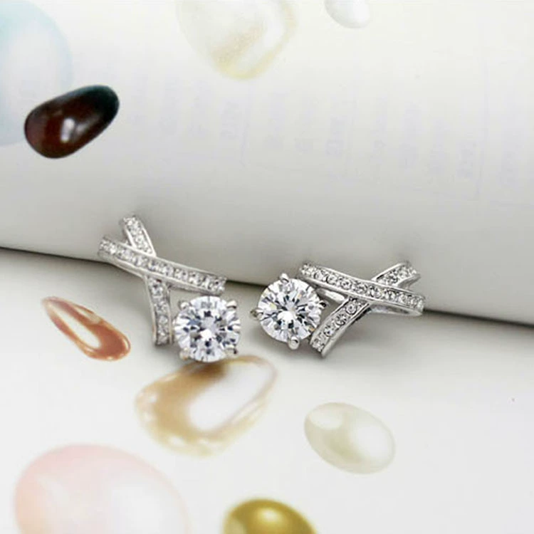 Sophisticated hypoallergenic zirconium, earrings, simple and elegant design, Korean style, bright catchy style