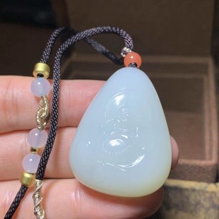 Jin Yutang Hetian Jade Suet Jade Maitreya Buddha White Moisturizing Fat Powder Rich Fuer Double Hanging Joy Smiling