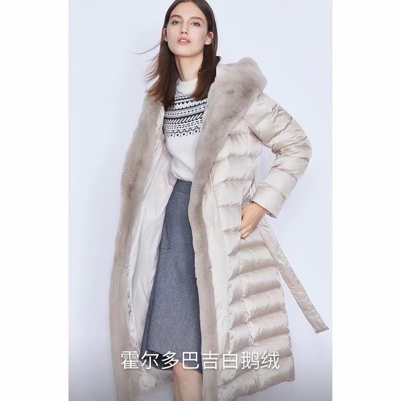 Lang Series Goose down down Jacket Women's 2025 Winter New Style Mid-Length Style Loose Slim Long Version Thickeneded Jacket