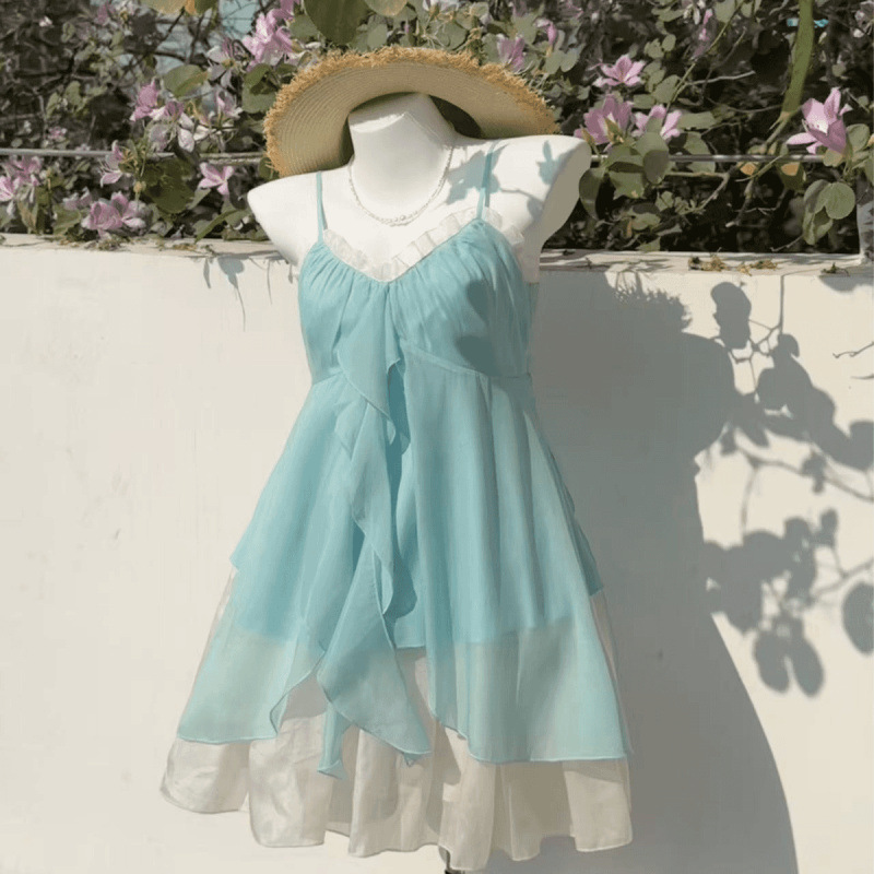 POSHOP  人鱼恋歌 vintage复古雪纺上衣套装  显瘦夏季上衣两件套|undefined