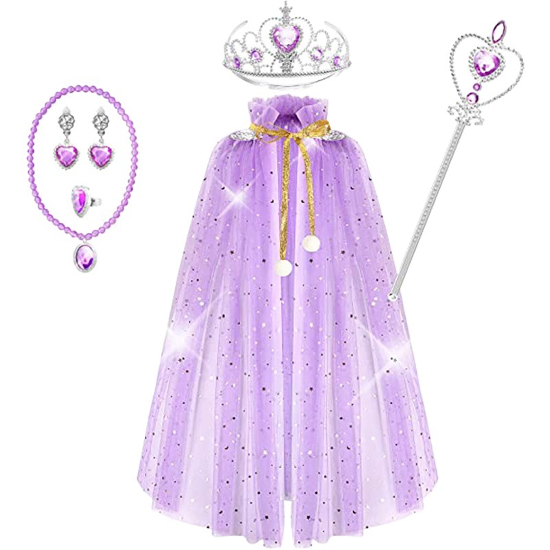 Los niños de hielo y nieve corona varita mágica collar velo pulsera anillo pendientes princesa traje