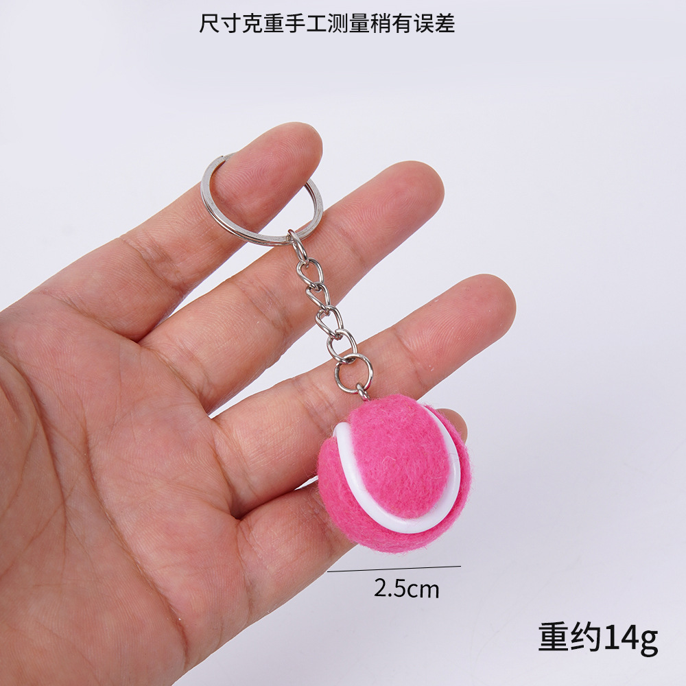 2.5cm 대형 로즈 레드 테니스 공 열쇠고리 스타일