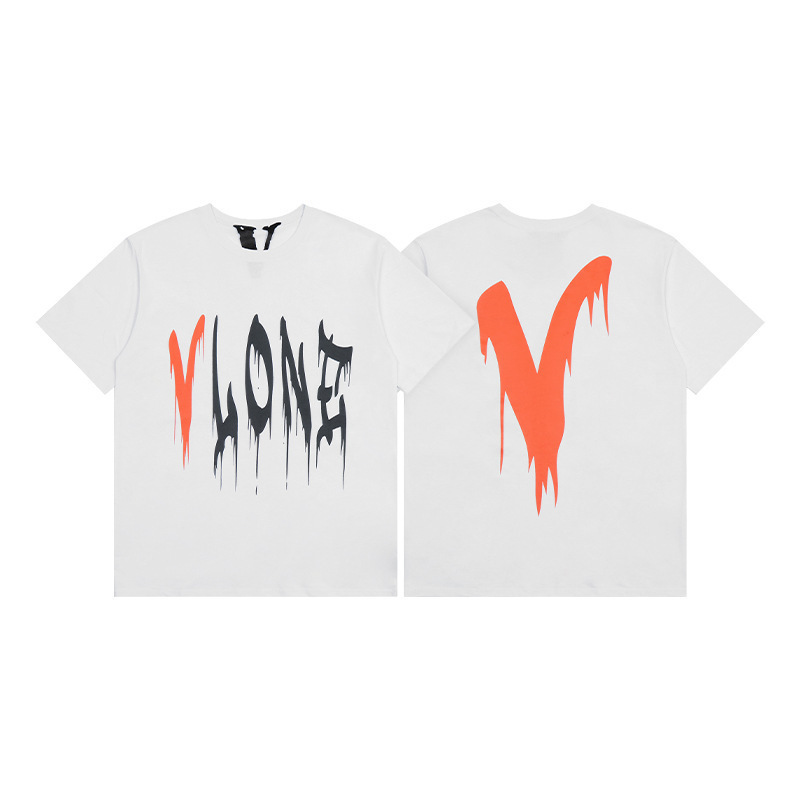 外単VLONE FOG潮牌大v字母Logo桜半袖スケッチ刺繍唇印落書きプリントtシャツ|undefined