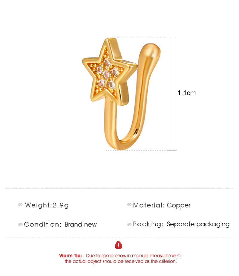 Fashion Copper Inlaid Zircon Star Nose Nail Wholesale Nihaojewelry display picture 1