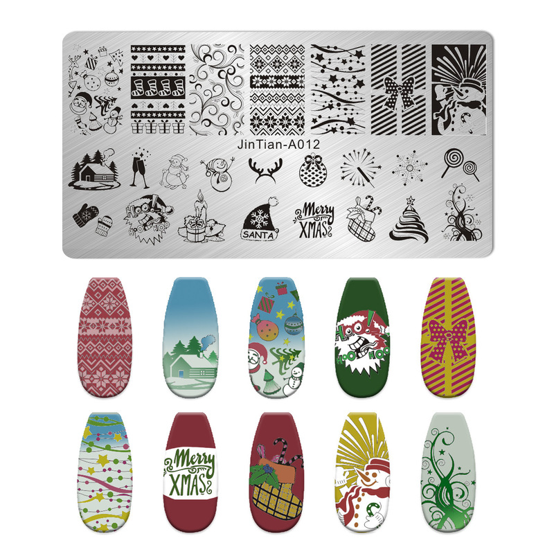 美甲印花钢板爆款雪花圣诞 NailSteelPlate转印指甲模板工具批发|undefined