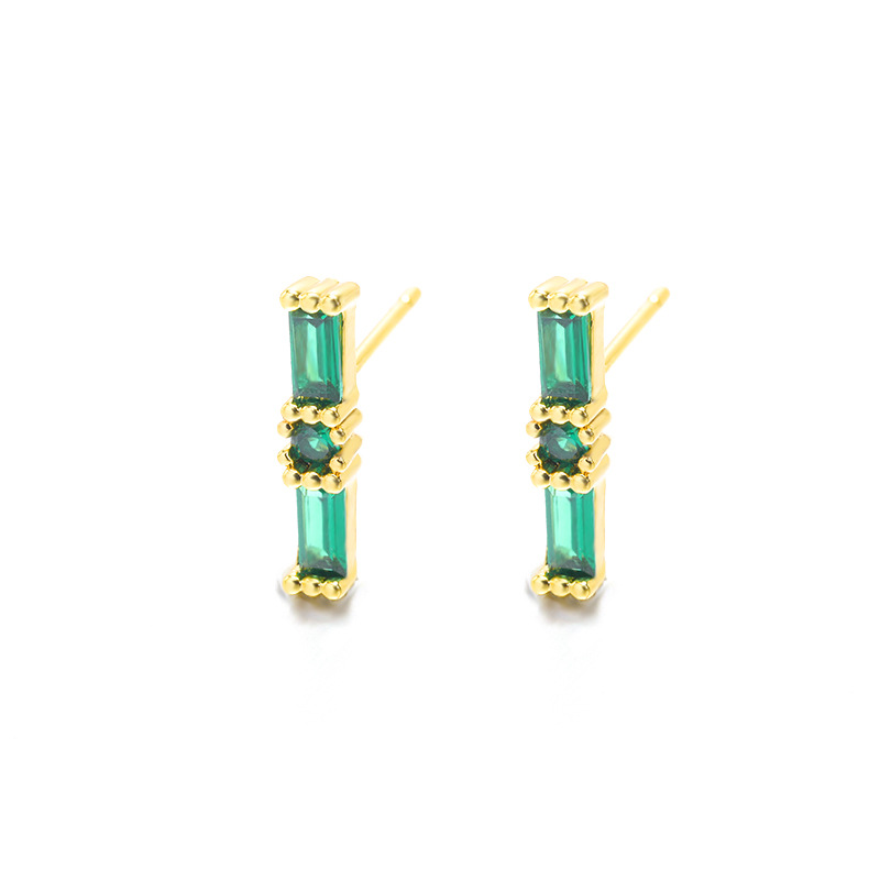 Boucles D&#39;oreilles Géométriques Populaires Européennes Et Américaines Petites Boucles D&#39;oreilles En Zircon Tricolore display picture 4