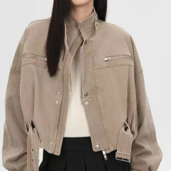 复古工装风宽松短款机车夹克外套女2025秋季新款其它