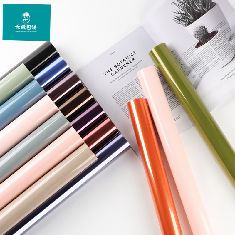 卷装彩色果冻膜包花纸水晶纸透明玻璃纸防水OPP鲜花花店包装材料