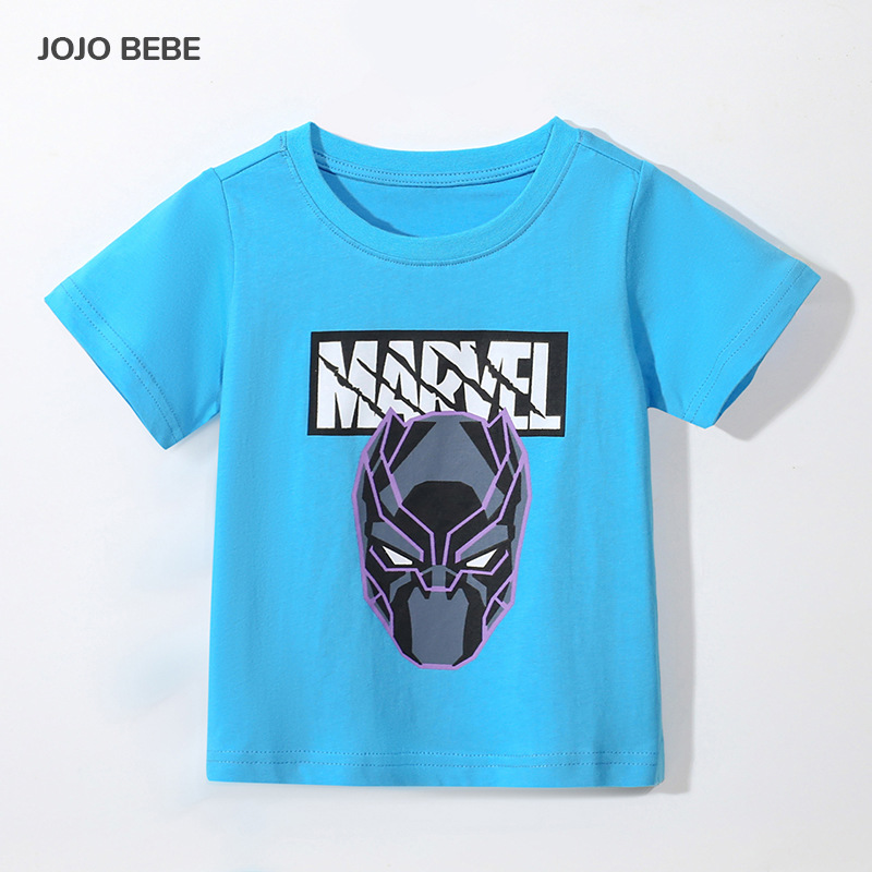 JOJO BEBE ropa infantil europea y americana verano nuevos niños manga corta Camiseta cuello redondo dibujos animados impreso niños camiseta algodón