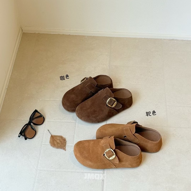 滨莉复古厚底包头半拖女25秋季新款真皮勃肯拖鞋一脚蹬懒人女拖鞋|undefined