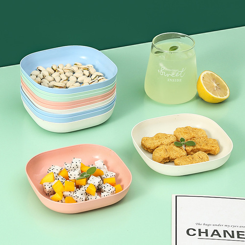 [Thick wheat straw bone spitting dish] Japanese-style household small plate plastic garbage plate snack plate fruit plate