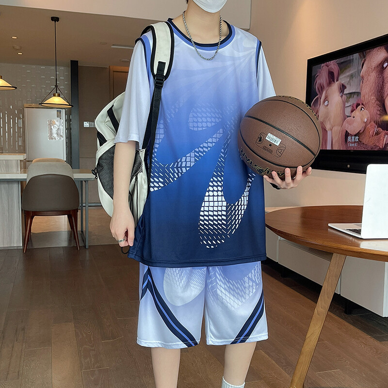 Short-Sleeved Shorts Suit Men's Breathable Ice Silk Basketball Uniform Youth Sports Training Uniform Little Boy Parent-Child Wear