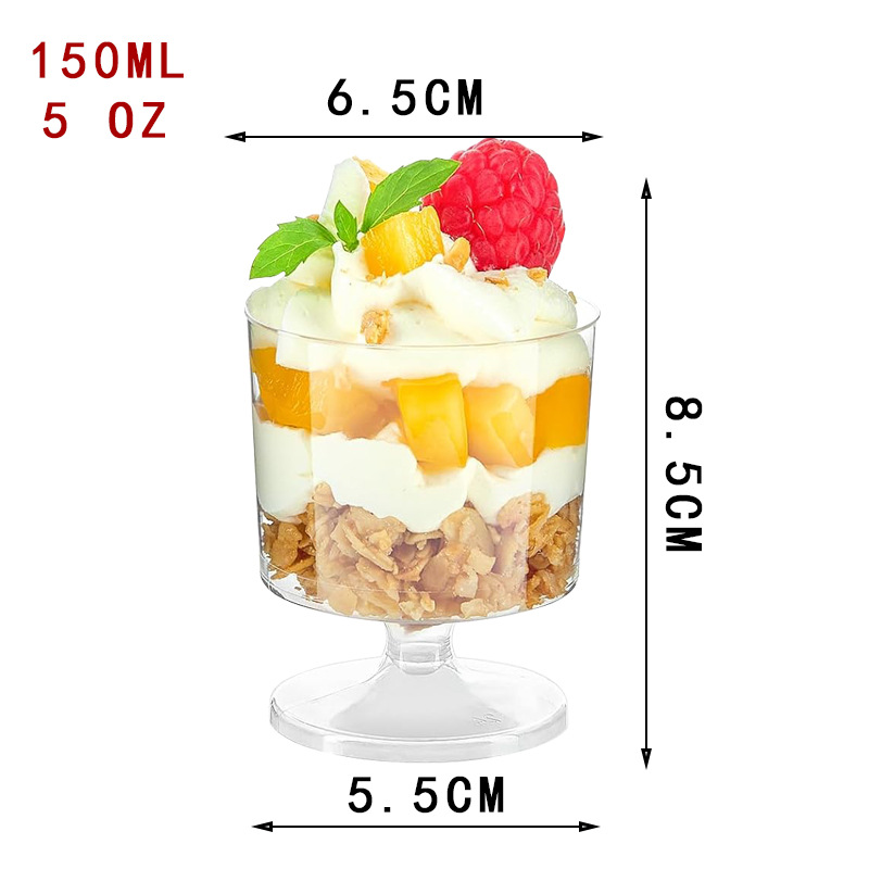 Taza de mousse trapezoidal de plástico transfronterizo con tapa taza de postre transfronterizo taza de helado prueba de bebida taza de postre de oro rosa al por mayor