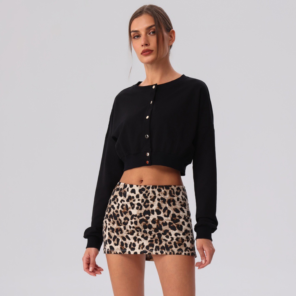 A principios de otoño Amazon nuevo nicho de diseño botón corto suéter acondicionamiento casual al aire libre chaqueta de carrera cardigan