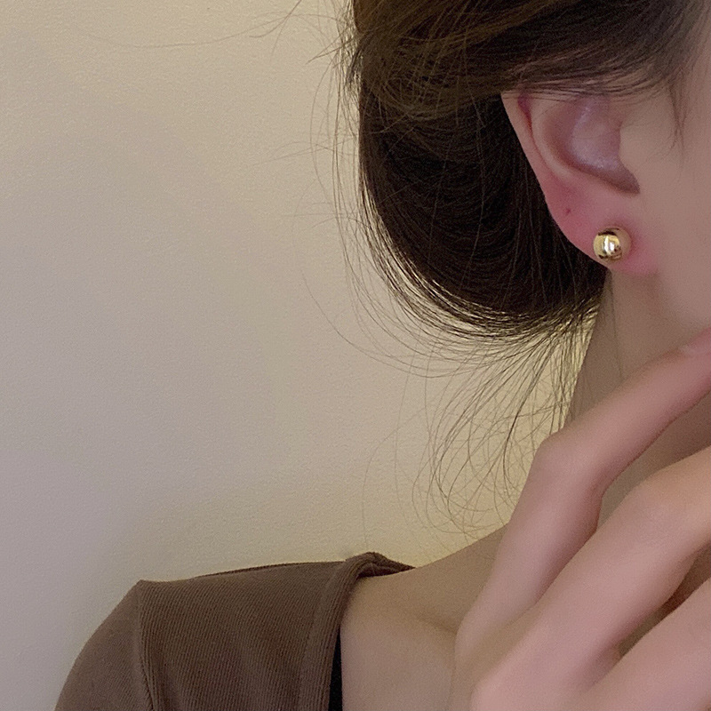 Simple Style Round Copper Plating Ear Studs 1 Pair