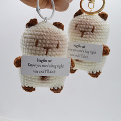 暹羅貓掛飾寶媽純手工針織擁抱貓鑰匙扣掛件朋友 閨蜜禮物禮品