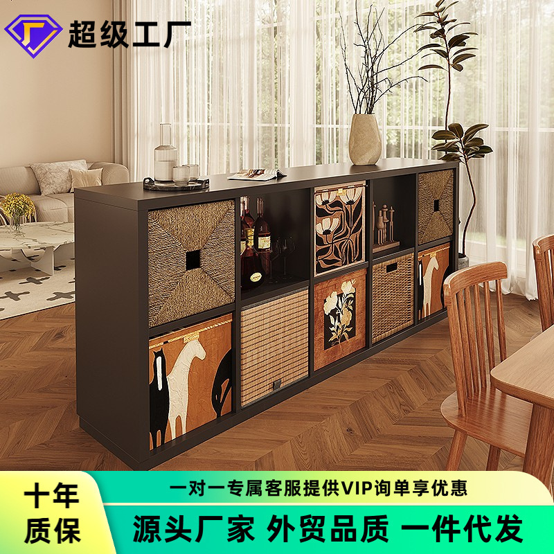 Black Kalek Plaid Cabinet Integrated Wall-Mounted Eight-Compartment Cabinet Bookcase Storage Cabinet Bedroom Cabinet Bedside Cabinet Storage Cabinet