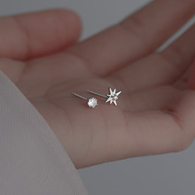 不对称芒星锆石耳钉女纯银养耳耳钉2023年新款潮耳钉女小众设计感