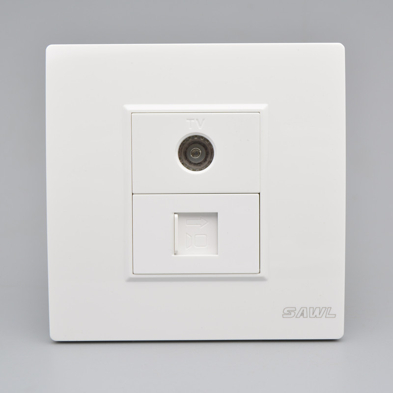 86型CAT6八芯六类千兆网络TV闭路插座网络模块TV有线电视墙插面板