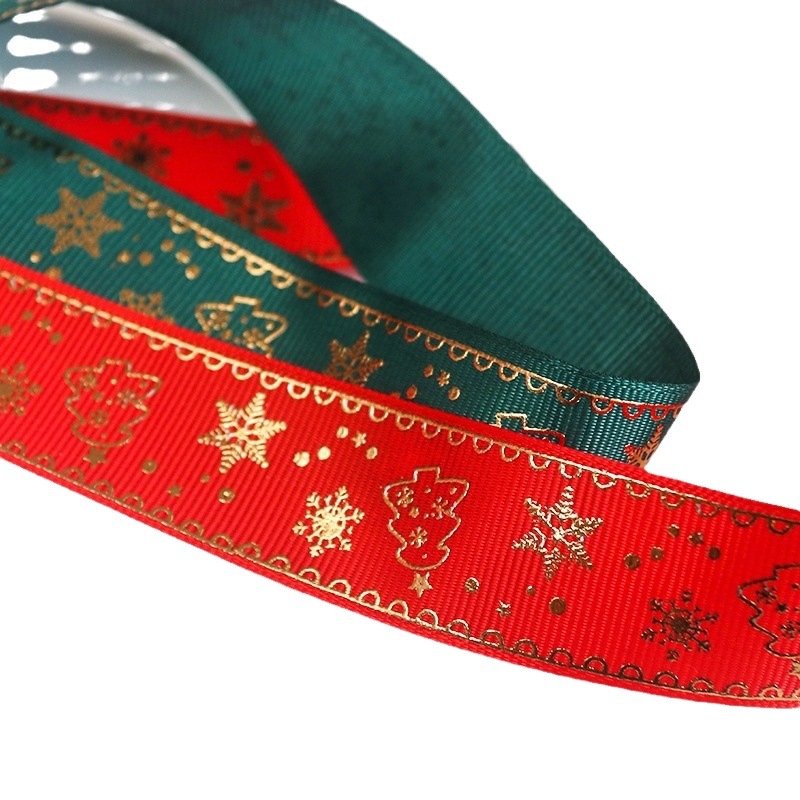 Cinta de Navidad atado flores pastel decoración del árbol de Navidad cinta costilla en stock venta al por mayor cinta flotante verde rojo