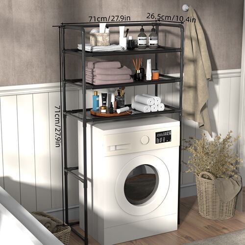 Bathroom Storage Shelf Plastic Metal Toilet Washing Machine Rack Home Waterproof Floor Mount No Drill Bathroom