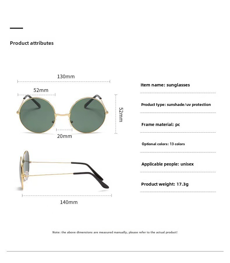 Retro Runde Metall Sonnenbrille Sonnenbrille Neue Unisex Flache Brille Farbe Marine Brille Großhandel_voghion.com