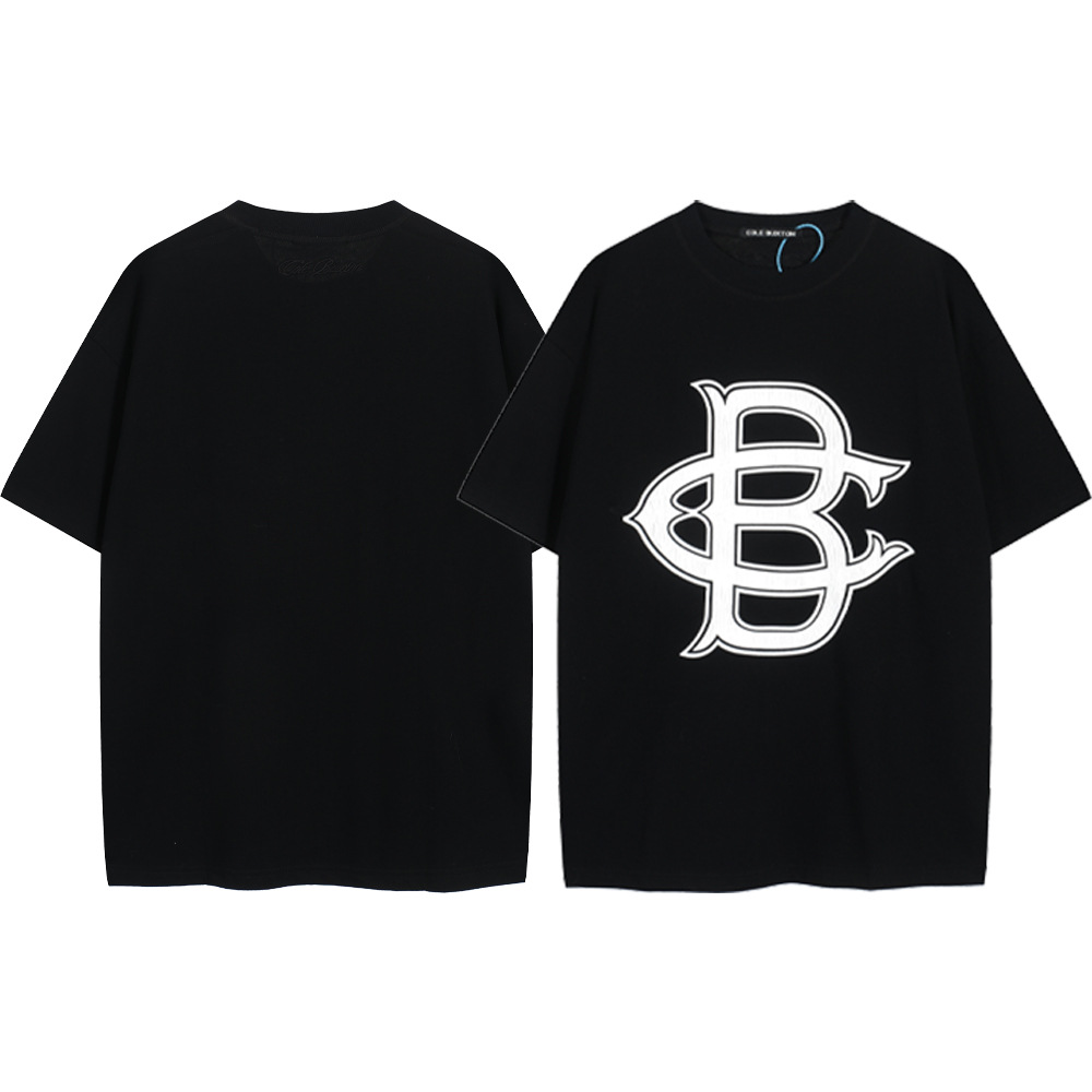 Versión alta Cole Buxton London Limited Silver Pink Letter Lema Impreso Hombre suelto Casual Camiseta de manga corta