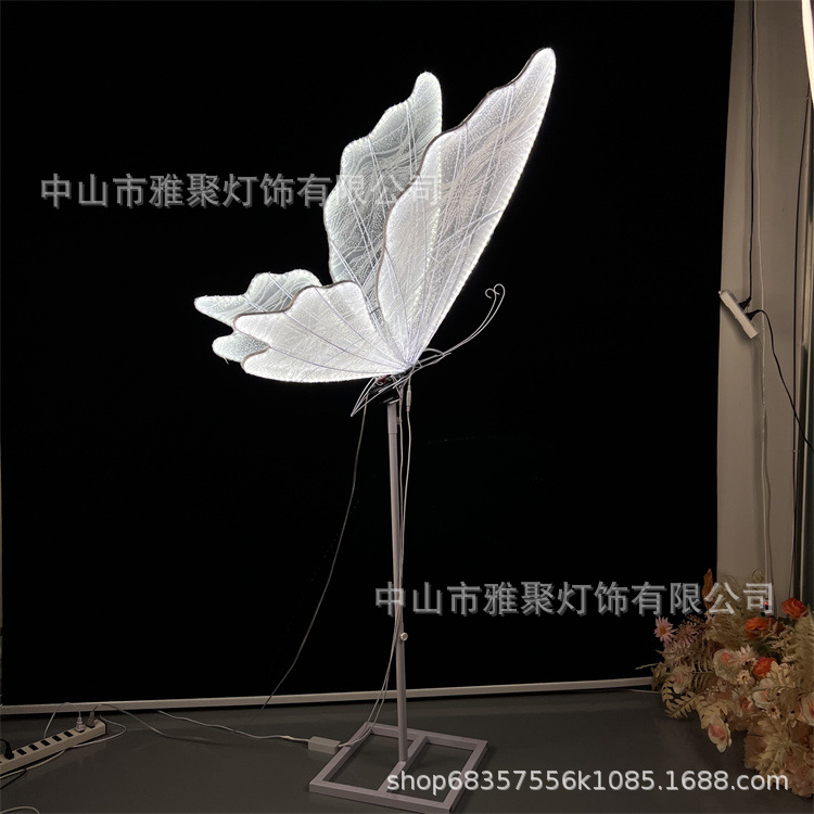 Props de boda luminoso eléctrico mariposa alas escenario decoración colgante techo guía de boda decoración decoración