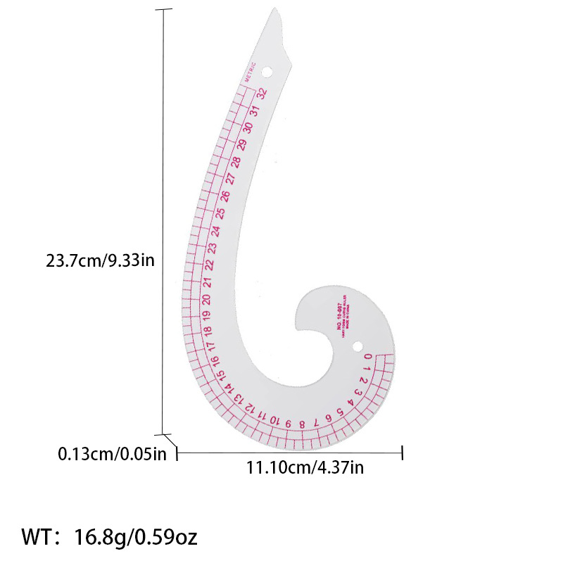 Regla de curva directa de fábrica Botón regla de arco regla de ropa regla de corte traje de regla de jaula de manga regla de tamaño colección