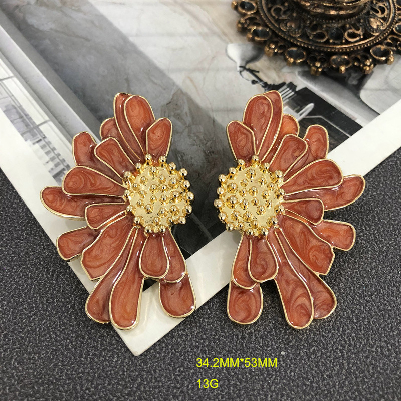 1 Pair Quantity 1 Pair Retro Flower Alloy Enamel Women's Drop Earrings